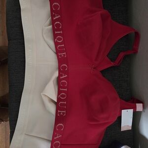 Cacique Pink Wireless Logo Band Bra